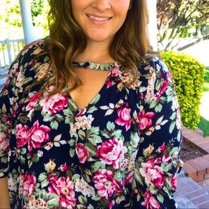 Floral Keyhole Blouse